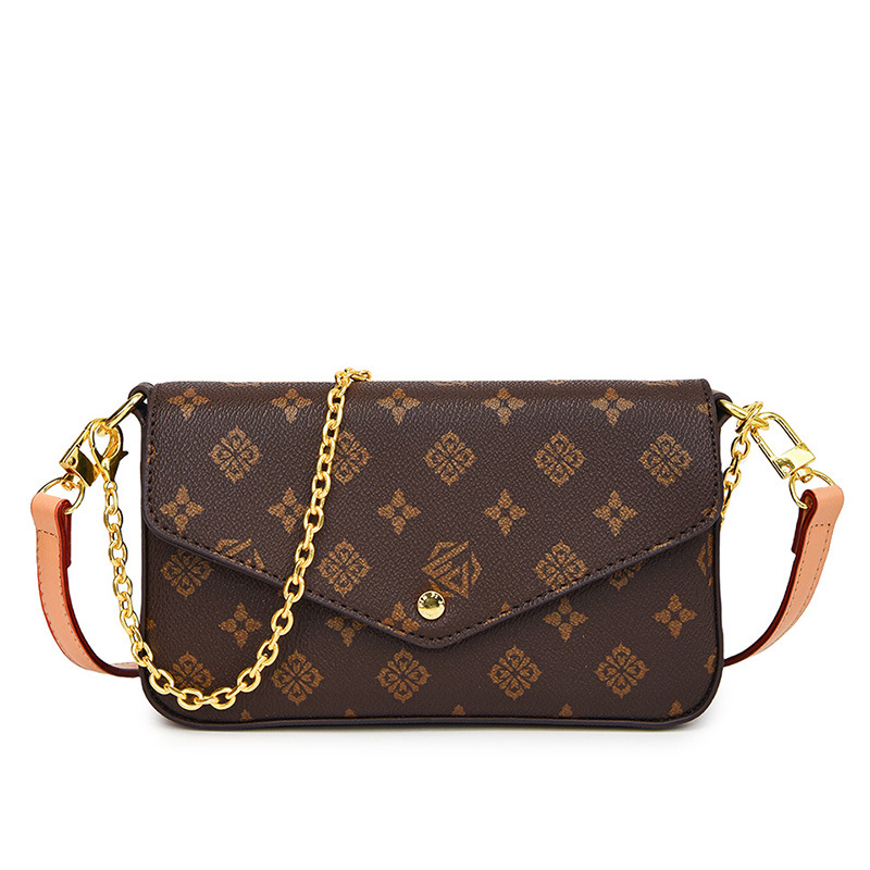 Luxury Bags Louis Vuitton - กระเป๋าสะพายข้างพิมพ์ลายบล็อกสีสำหรับผู้หญิง 2026 ใหม่ กระเป๋าสะพายโซ่แบบมินิมอล กระเป๋าถือสำหรับเดินทางประจำวัน