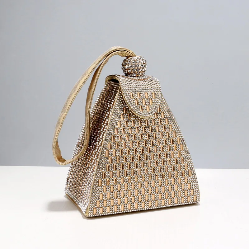 Luxury Bags Brand Pyramid - กระเป๋างานราตรีพลอยเทียมหรูหราสำหรับผู้หญิงแบรนด์ดั้งเดิมใหม่ที่มีคุณภาพสูงรูปทรงพีระมิดแฟชั่นกระเป๋าคลัทช์ปาร์ตี้เก๋ไก๋