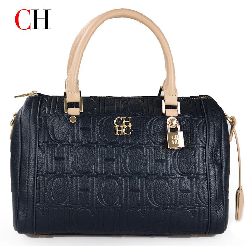Luxury Bags For Women Sale - กระเป๋าถือผู้หญิง CH แบรนด์หรู โลโก้ปั๊มนูน สีน้ำตาล หนัง