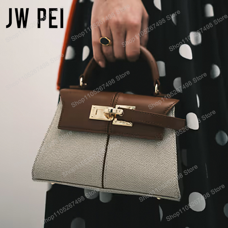 Quiet Luxury Bags Designer - กระเป๋าถือหนังแท้ทรงสี่เหลี่ยมคางหมู JW PEI Elise สำหรับผู้หญิง กระเป๋าสะพายข้าง
