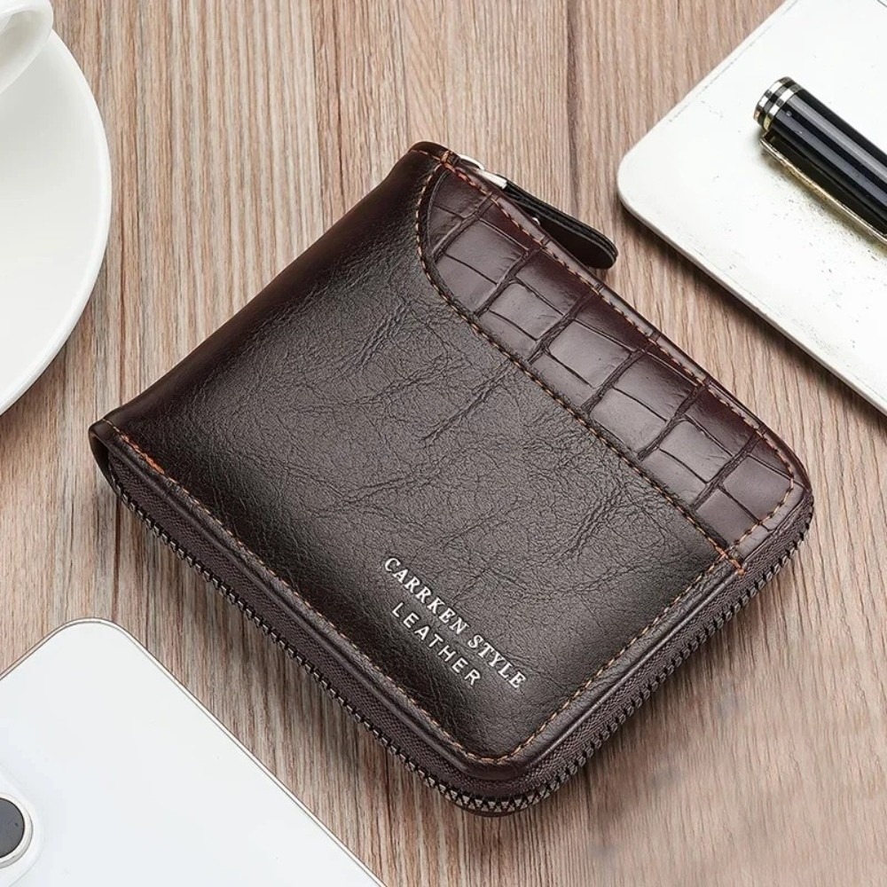 Luxury Bags News - ใหม่กระเป๋าสตางค์ผู้ชายหนัง PU หรูหราพร้อมกระเป๋าใส่เหรียญกระเป๋าเงินผู้ชายกระเป๋าใส่บัตรซิปของขวัญสำหรับผู้ชาย
