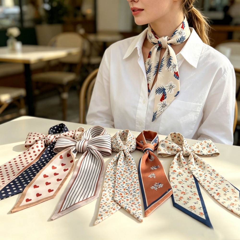 Luxury Bags For Travel - ผ้าพันคอไหมสกินนี่สุดหรูสำหรับผู้หญิง ใช้งานได้หลากหลาย ใช้เป็นที่จับกระเป๋า ผ้าพันคอ ที่คาดผม ผ้าตกแต่งคอ