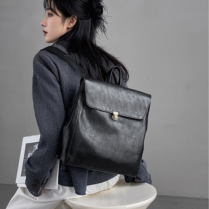 Luxury Bags With Zipper - กระเป๋าเป้สะพายหลังหนังแท้แบรนด์หรูสำหรับผู้หญิง หนังวัวชั้นบนคุณภาพสูง ความจุขนาดใหญ่ กระเป๋าเป้สะพายหลังสำหรับเดินทางธุรกิจแบบลำลอง