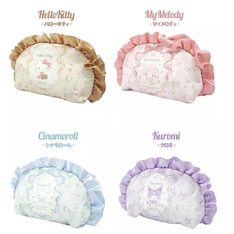 Luxury Bags In Japan - กระเป๋าเครื่องสำอางลายการ์ตูนซานริโอ คุโรมิ ซินนามอโรล น่ารัก สไตล์สดใส แต่งระบาย
