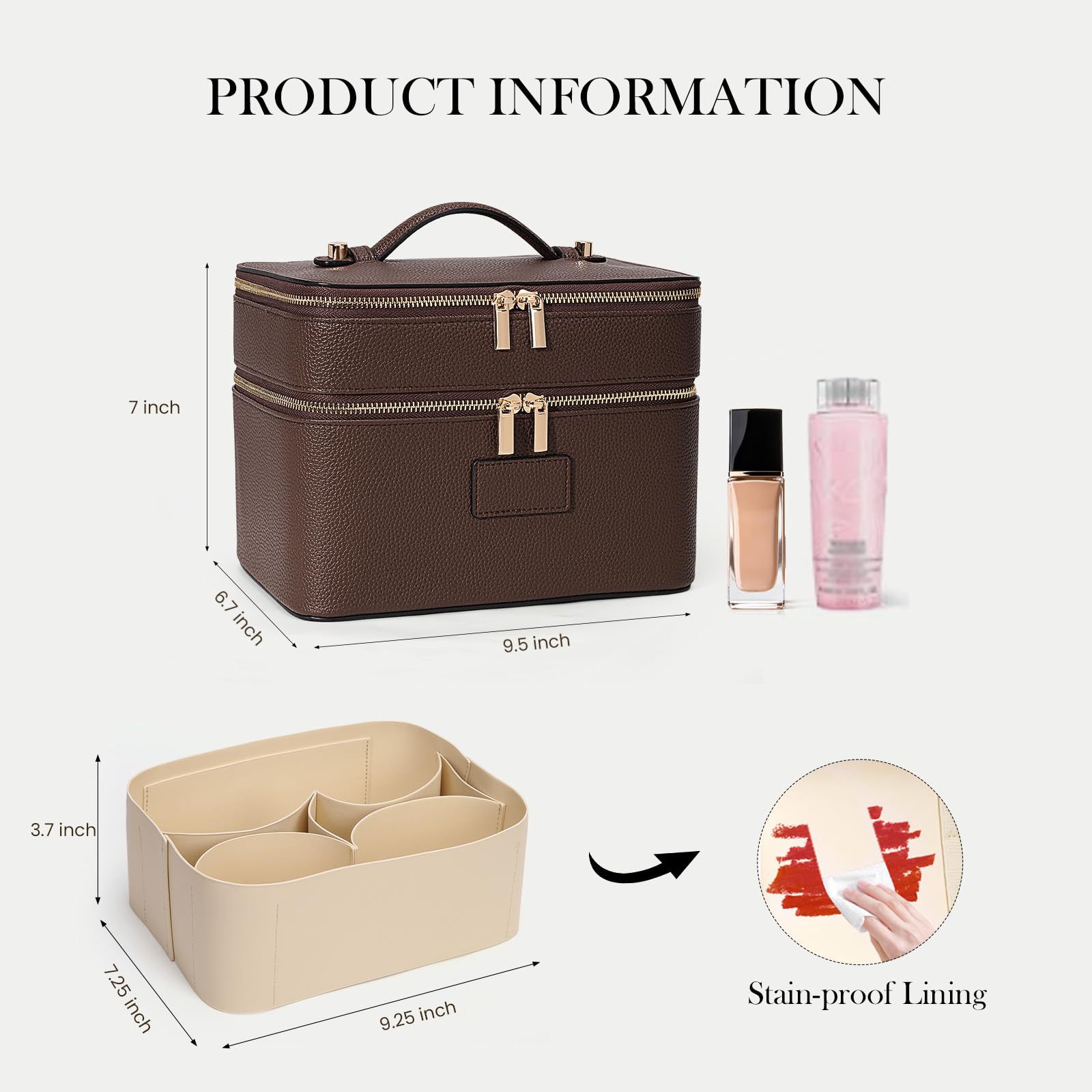 กระเป๋าเครื่องสำอางค์สองชั้นขน - Luxury Bags For Travel บทวิจารณ์และราคา