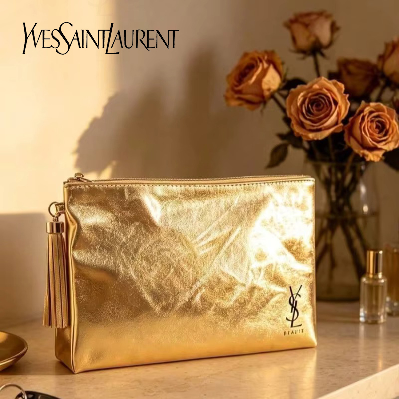 กระเป๋าเครื่องสำอาง YSL สีทอง, - Luxury Bags For Travel บทวิจารณ์และราคา